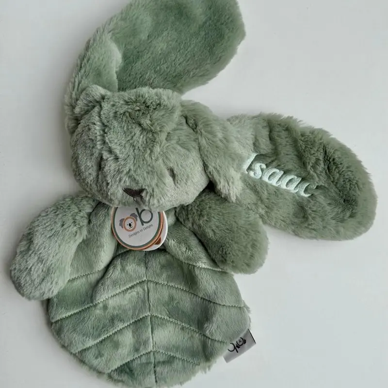 Doudou plat lapin 30 cm –Sauge