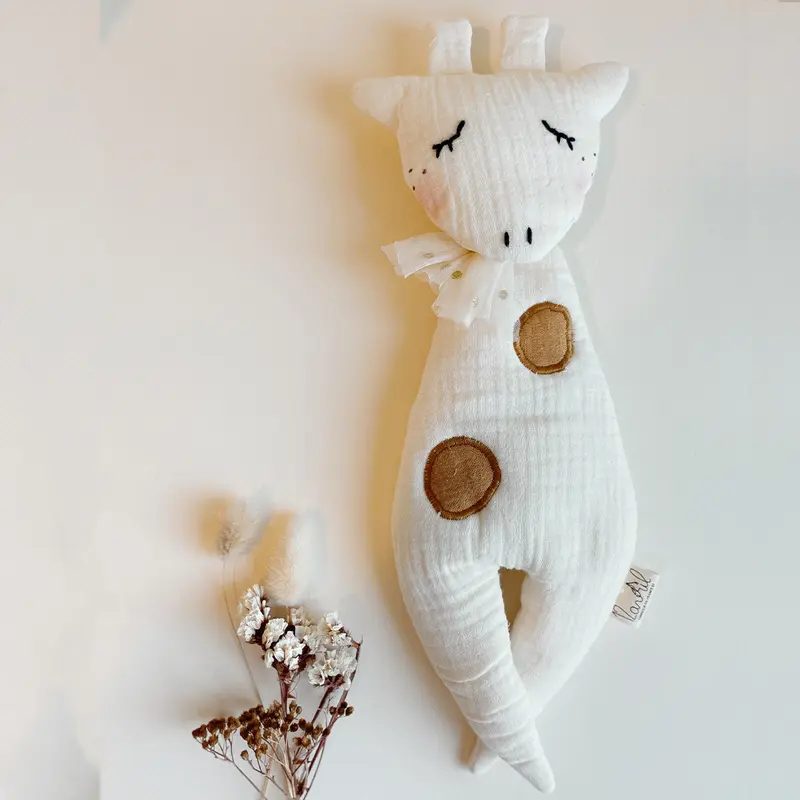 Doudou prénom personnalisé - Mme Girafe (Écrue)