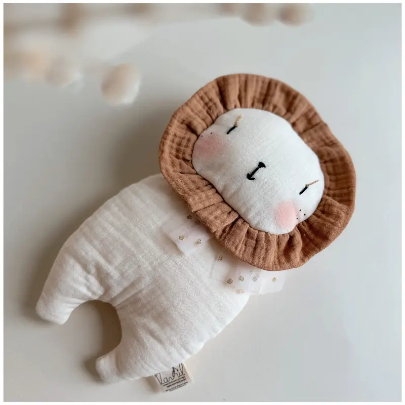 Doudou prénom personnalisé - Mr Lion (Écru crinière biscuit)