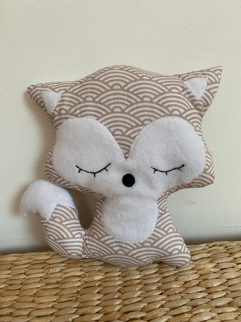 Doudou Renard moyen - Beige arc en ciel - Fabrication artisanale
