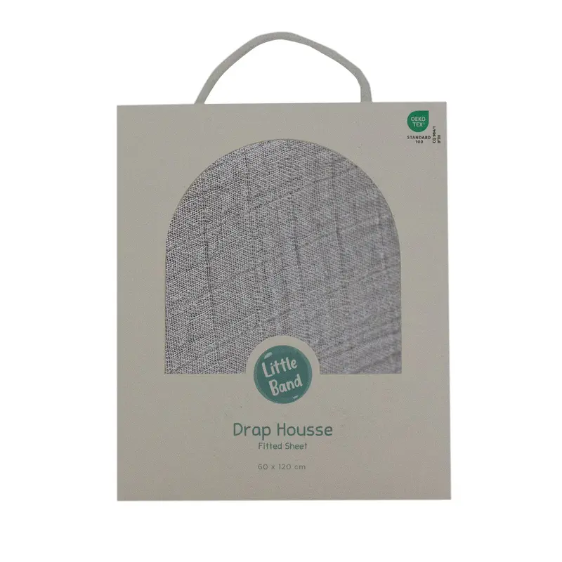 Drap housse 60x120 cm Gris Perle Double Gaze de coton
