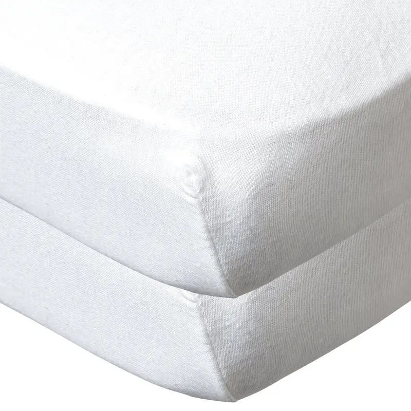 Drap housse 60x120 cm - Lot de 2 - Blanc / Blanc - draps housse bébé en coton