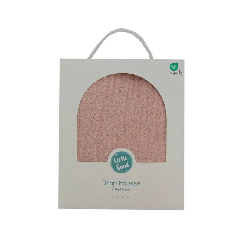 Drap housse 60x120 cm Pivoine Double Gaze de coton