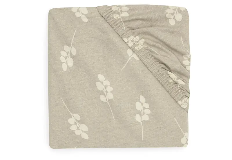 Drap housse 60x120 cotton jersey twig Olive green - Jollein