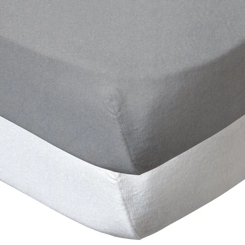 Drap housse 70x140 cm - Lot de 2 - Blanc / Gris - draps housse bébé en coton