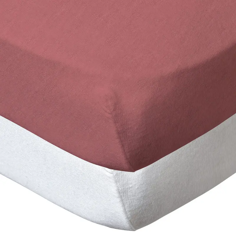 Drap housse 70x140 cm - Lot de 2 - Blanc / Terracotta - draps housse bébé en coton
