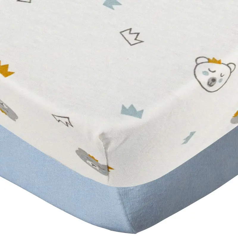 Drap housse 70x140 cm - Lot de 2 - Ours / Bleu - draps housse bébé en coton