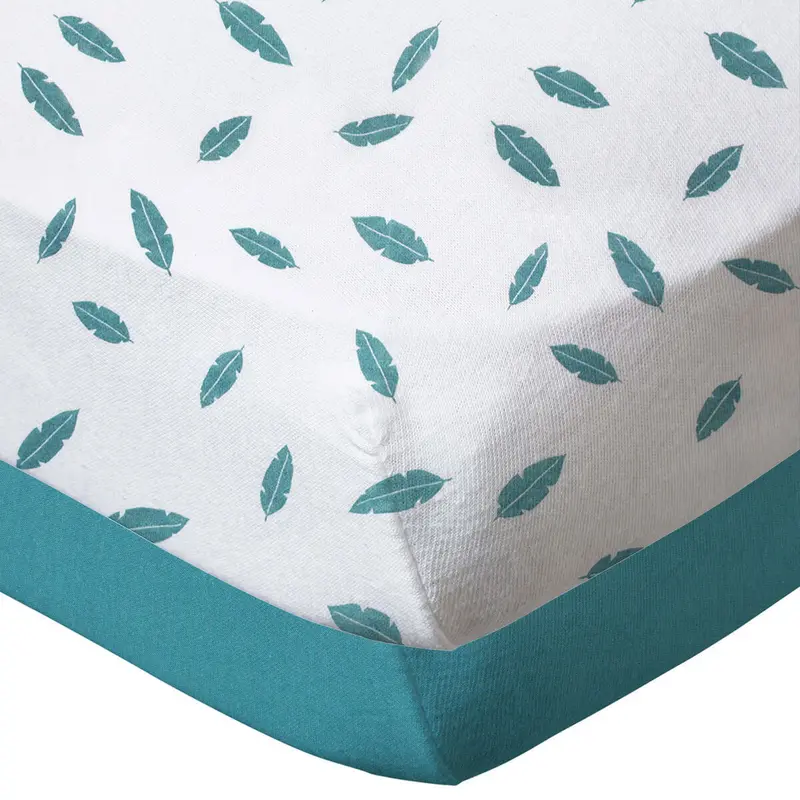 Drap housse 70x140 cm - Lot de 2 - Plumes / Bleu - draps housse bébé en coton