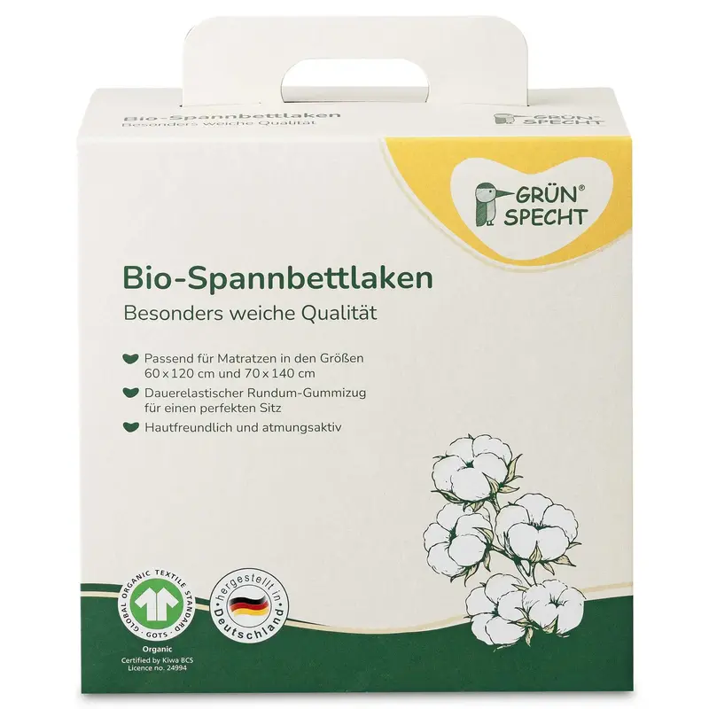 Drap-housse bébé en coton bio – Grünspecht