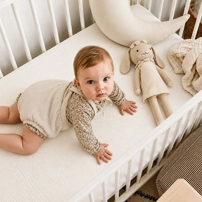 Drap Housse Bébé Gaze de Coton – Écru Tout Doux