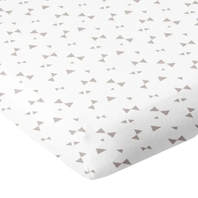 Drap housse en coton 60x120 cm - Imprimé nœuds taupe