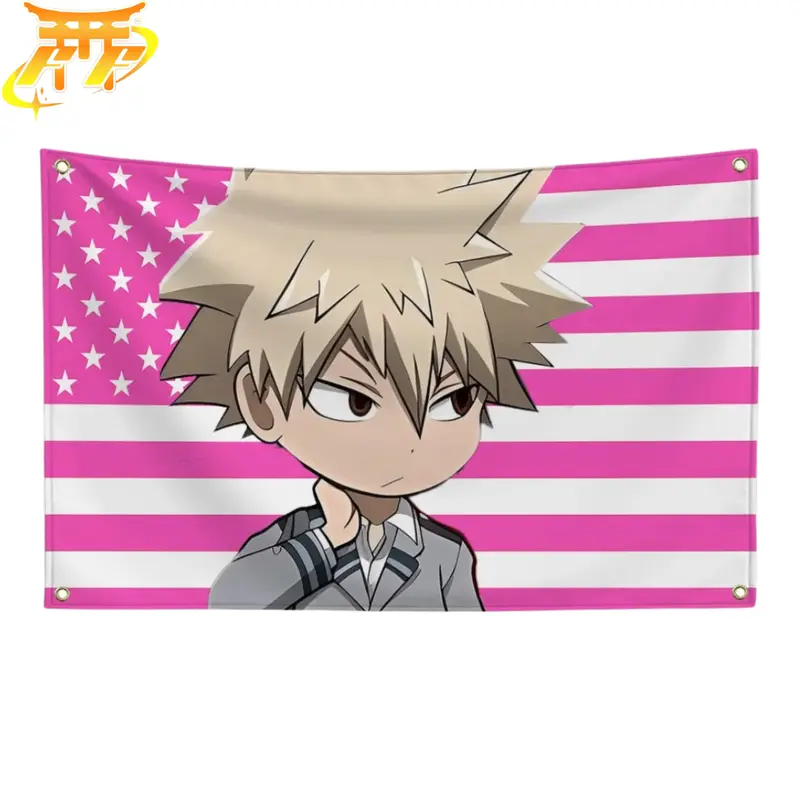 Drapeau Katsuki Bakugo "Style Chibi Étudiant" - My Hero Academia