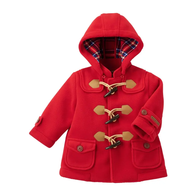 DUFFLE-COAT ROUGE À CAPUCHE AMOVIBLE