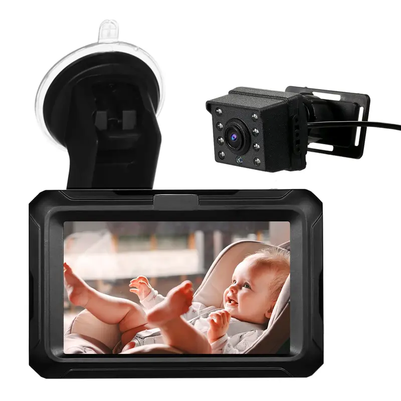 Écran rétroviseur bébé voiture 4,3" IPS - grand angle et vision nocturne