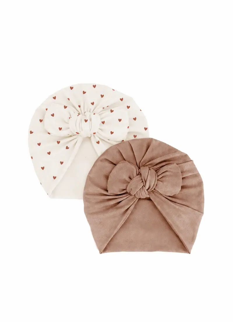 ensemble 2 turbans bébé tiny hearts - Mrs. Ertha
