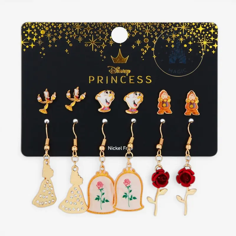 Ensemble de 6 paires de boucles d’oreilles La Belle et la Bête – Import US