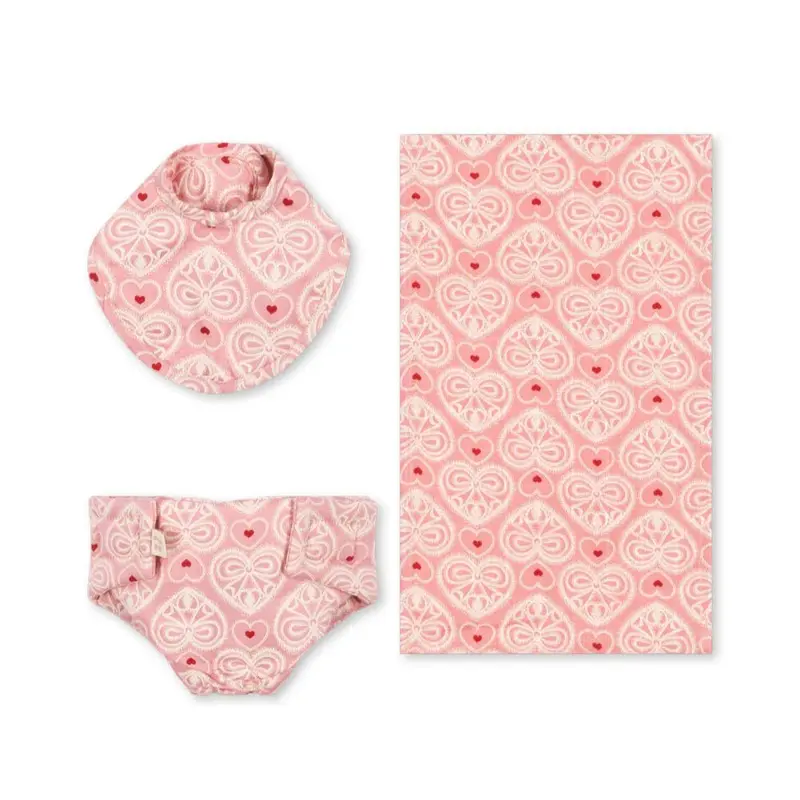 Ensemble De Chambre De Poupée - Rose Dentelle