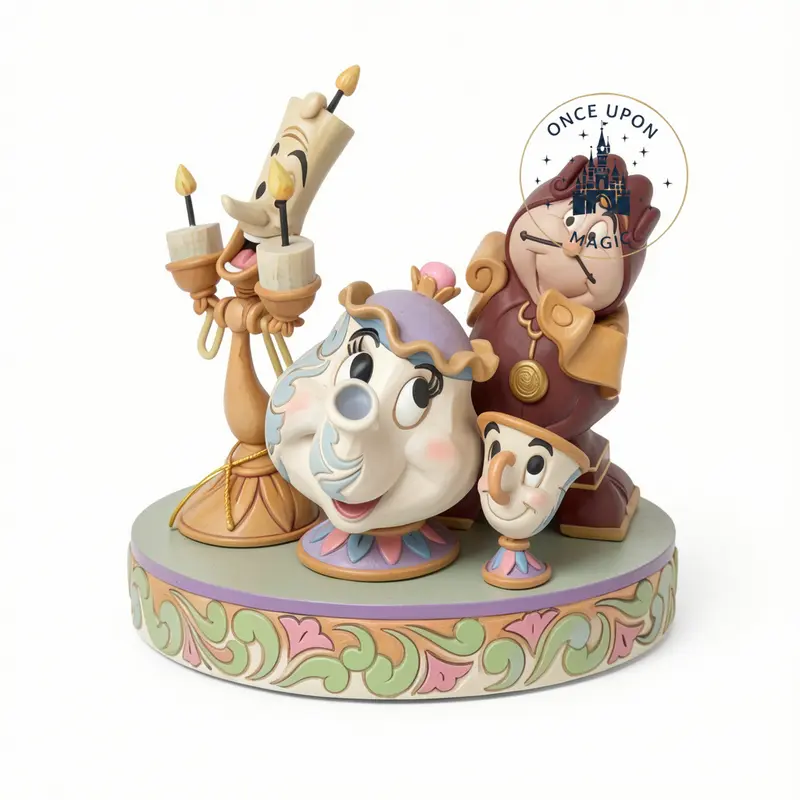 Ensemble de Figurines Lumière, Big Ben, Madame Samovar & Zip - La Belle et la Bête - Disneyland Paris