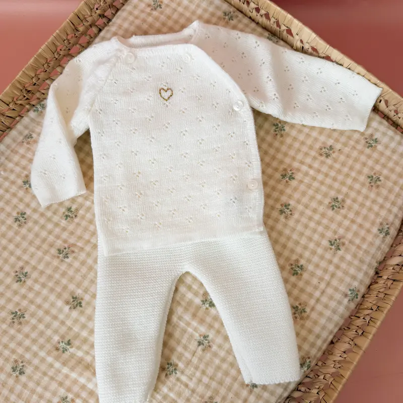 Ensemble de naissance personnalisé - Brassière maille ajourée + pantalon