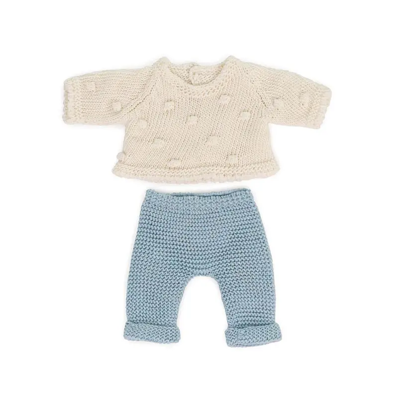 Ensemble de vêtements bleu/blanc poupée 21cm