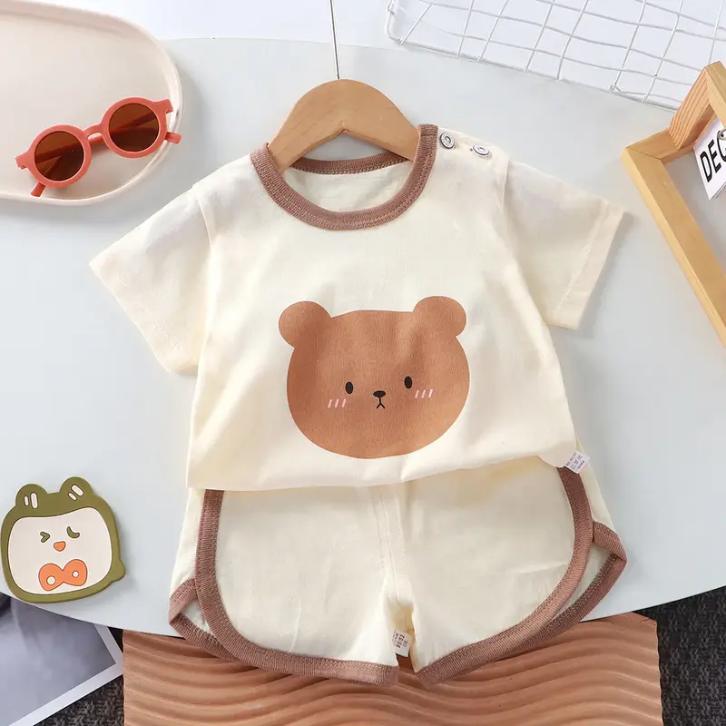 Ensemble été enfant 2 pièces cartoon coton - t-shirt + short fille garçon 0-4 ans