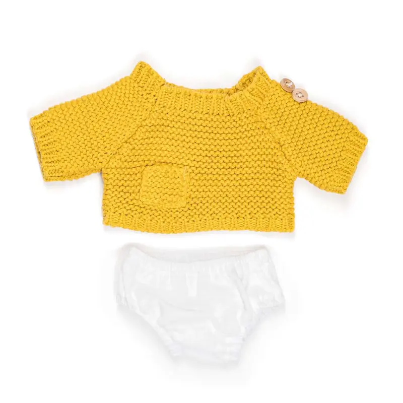 Ensemble jaune et blanc pour poupée 32cm