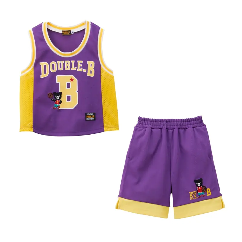 ENSEMBLE JAUNE ET VIOLET BASKET DOUBLE B
