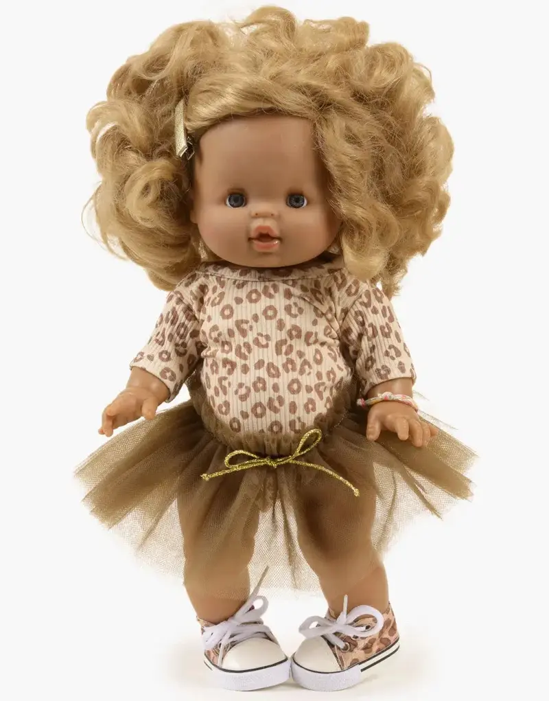 Ensemble Josepha body en maille côtelée Léo et tutu marron- minikane