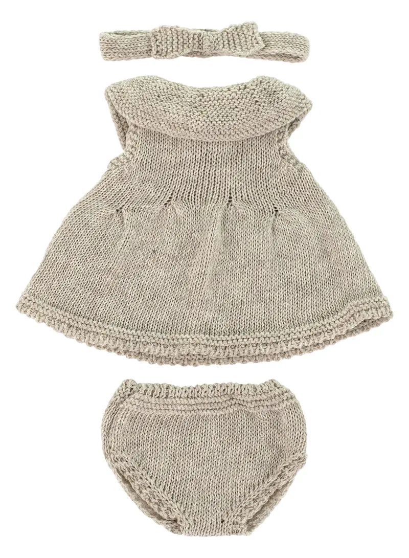 Ensemble tricoté beige pour poupée 32cm