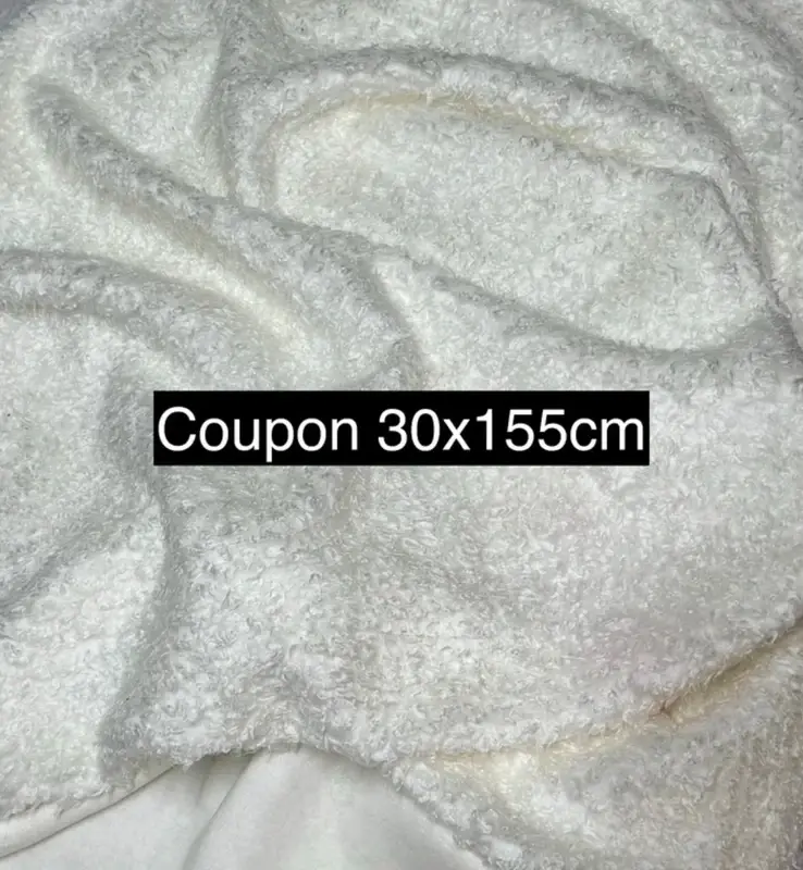 Fausse fourrure blanche frisée mi-longue douce – coupon 30x155 cm
