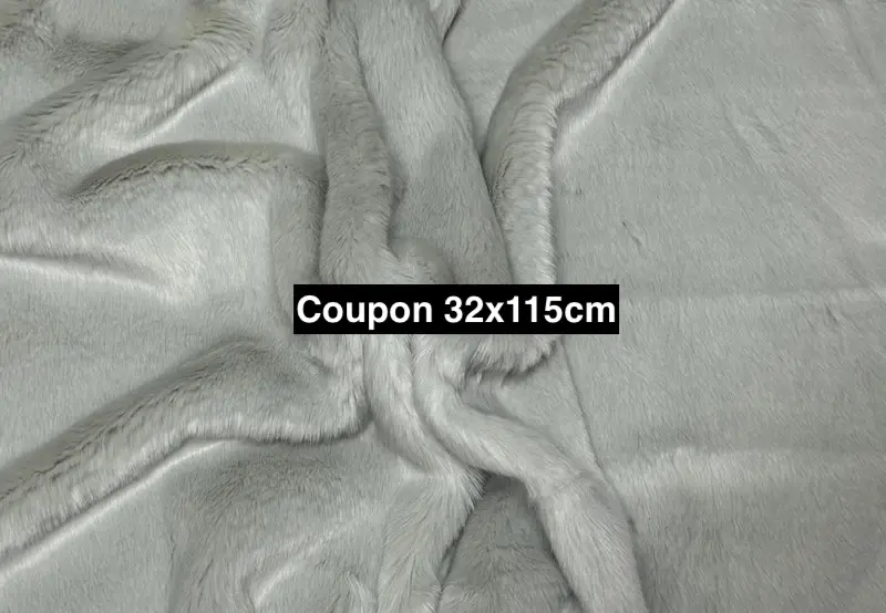 Fausse fourrure grise douce poils 2 cm – coupon 32x115 cm – tissu peluche couture & création