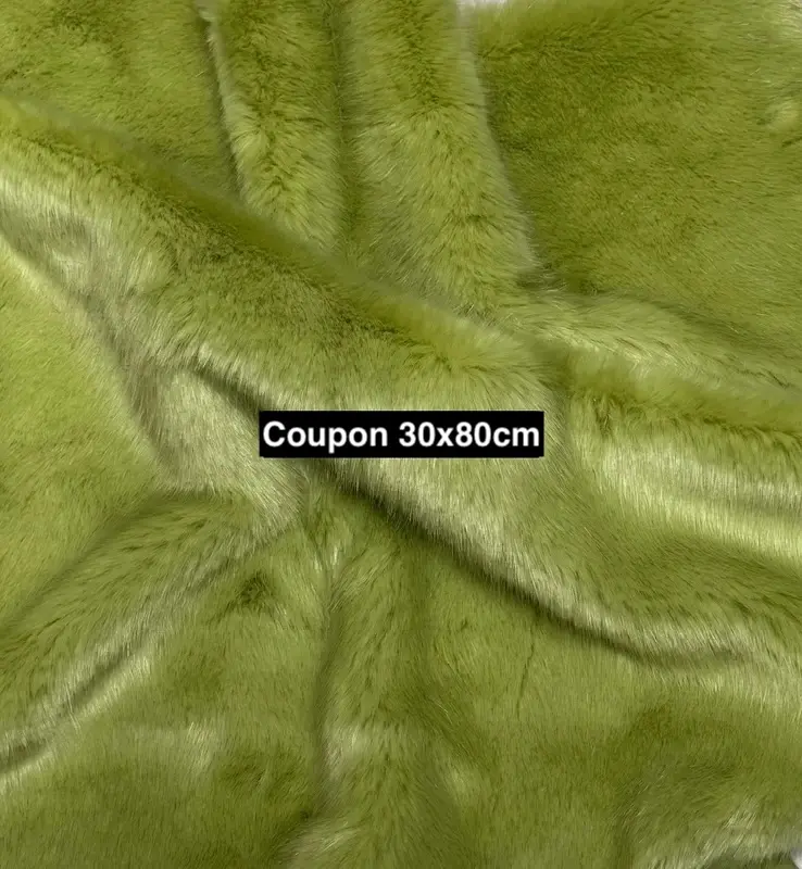 Fausse Fourrure Verte – Poil 2 cm – Coupon 30 x 80 cm