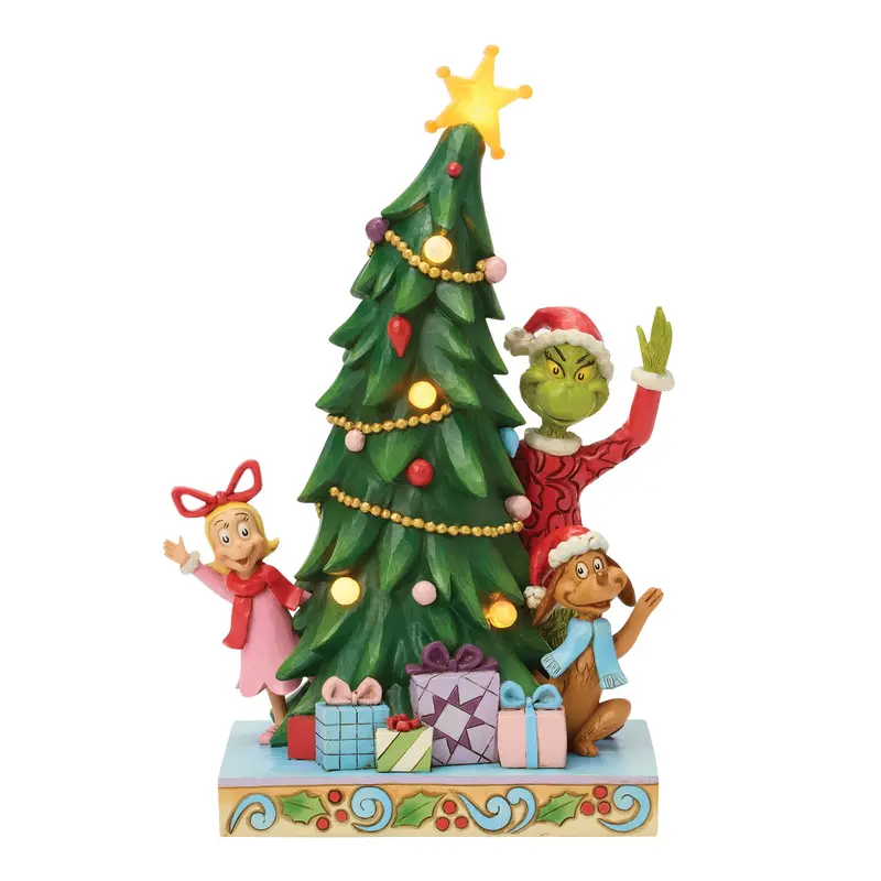 Figurine Le Grinch, Cindy-Lou et Max Sapin LED - Grinch By Jim Shore