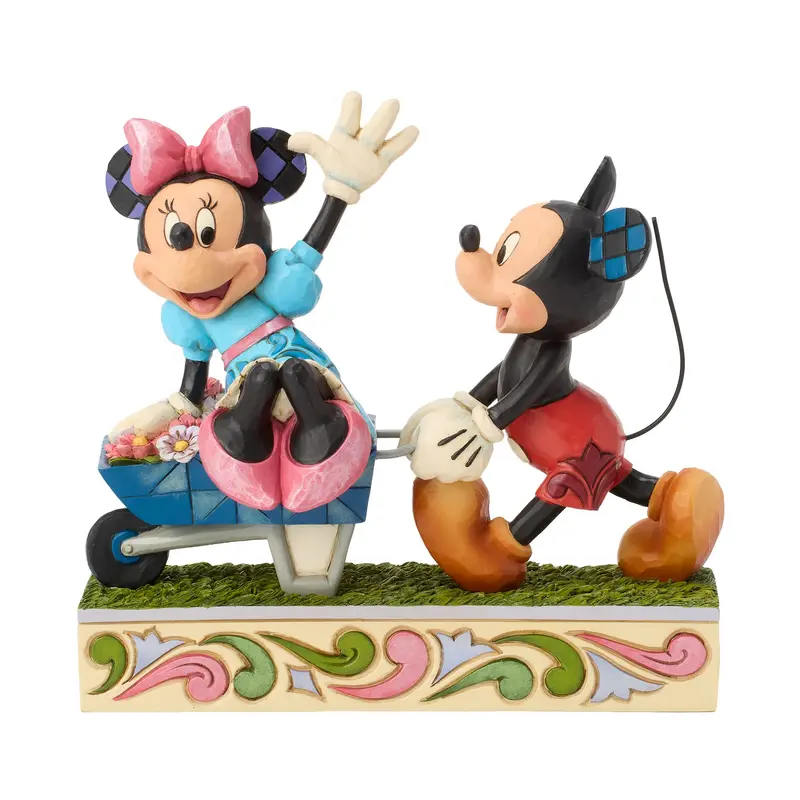 Figurine Mickey et Minnie avec brouette printemps - Disney Traditions