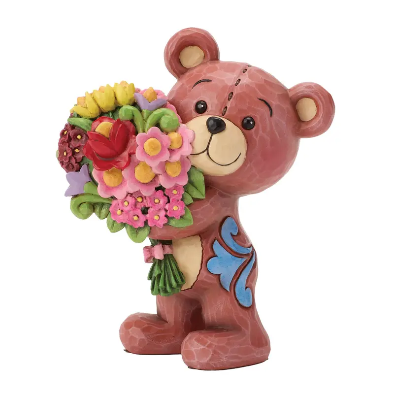 Figurine ours en peluche avec bouquet - Heartwood Creek