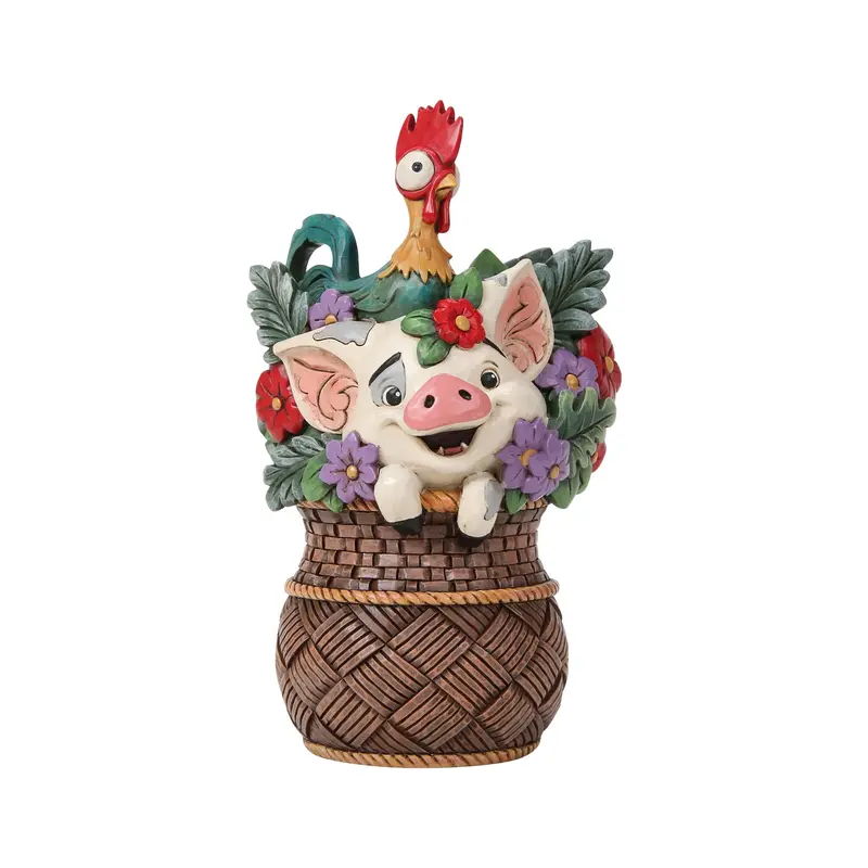 Figurine Pua et Hei Hei avec panier de fleurs - Disney Traditions