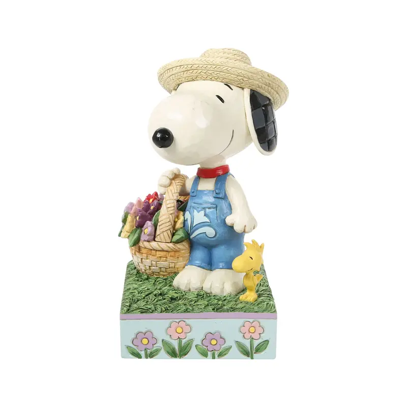 Figurine Snoopy tenant un panier de fleurs - Peanuts by Jim Shore