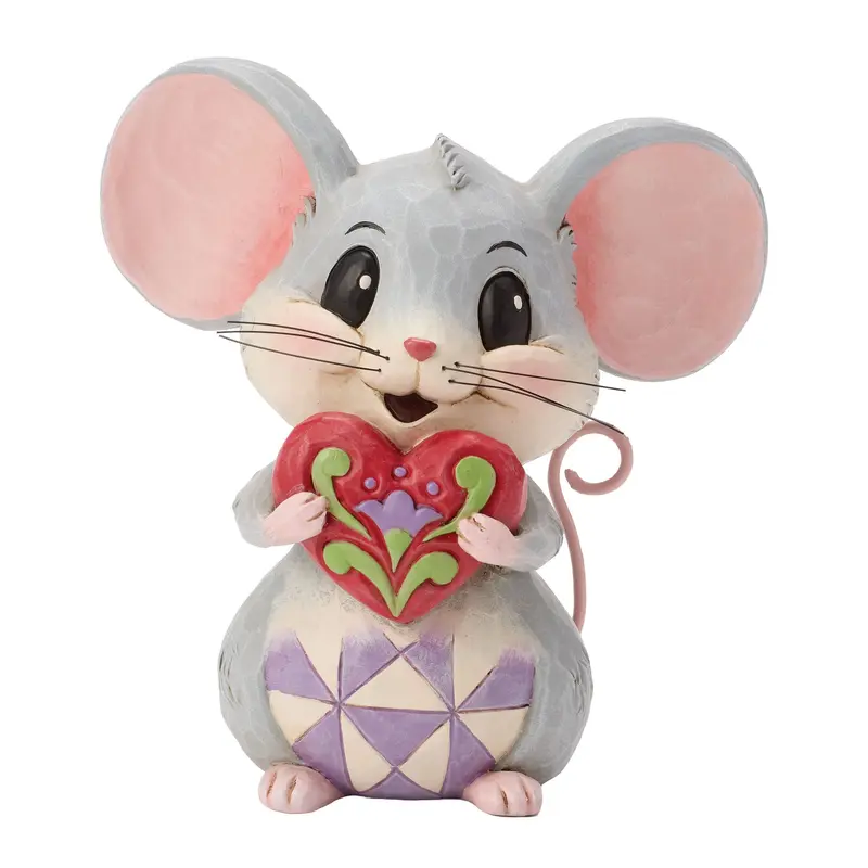 Figurine souris tenant un cœur - Heartwood Creek