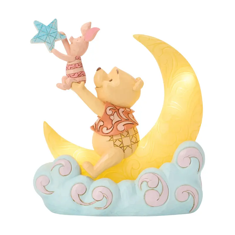 Figurine Winnie l’Ourson et Porcinet sur lune LED - Disney Traditions