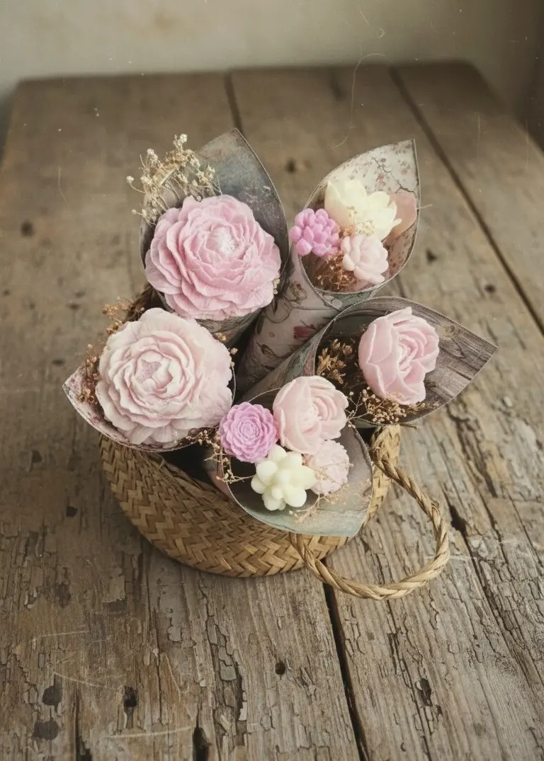 Fondant parfumé – bouquet de fleurs vintage