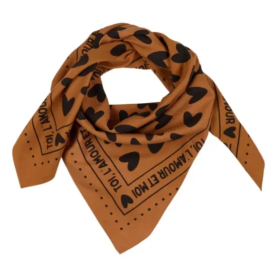 Foulard - Fond Marron Coeur Noir (petit ou grand format) - Atelier Wagram
