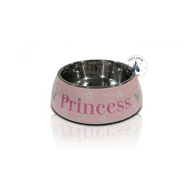 Gamelle Chien & Chat Princess Rose Motifs Pattes & Os Inox Disney — Disneyland Paris