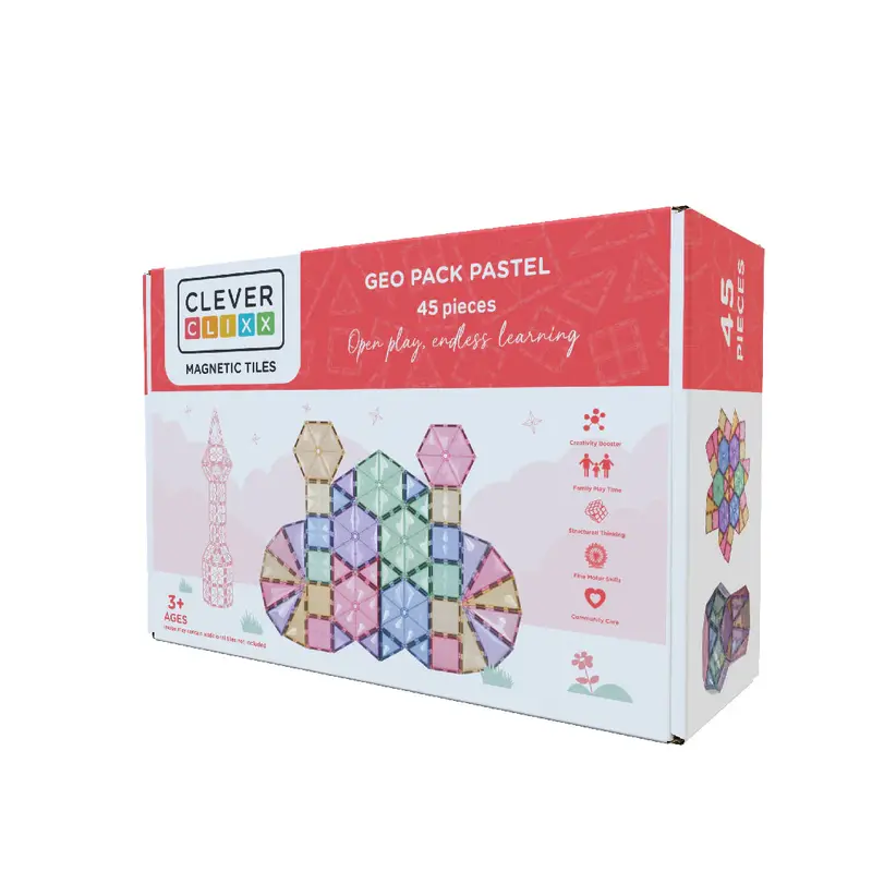Geo Pack Pastel - Set de 45 pièces magnétiques - Cleverclixx