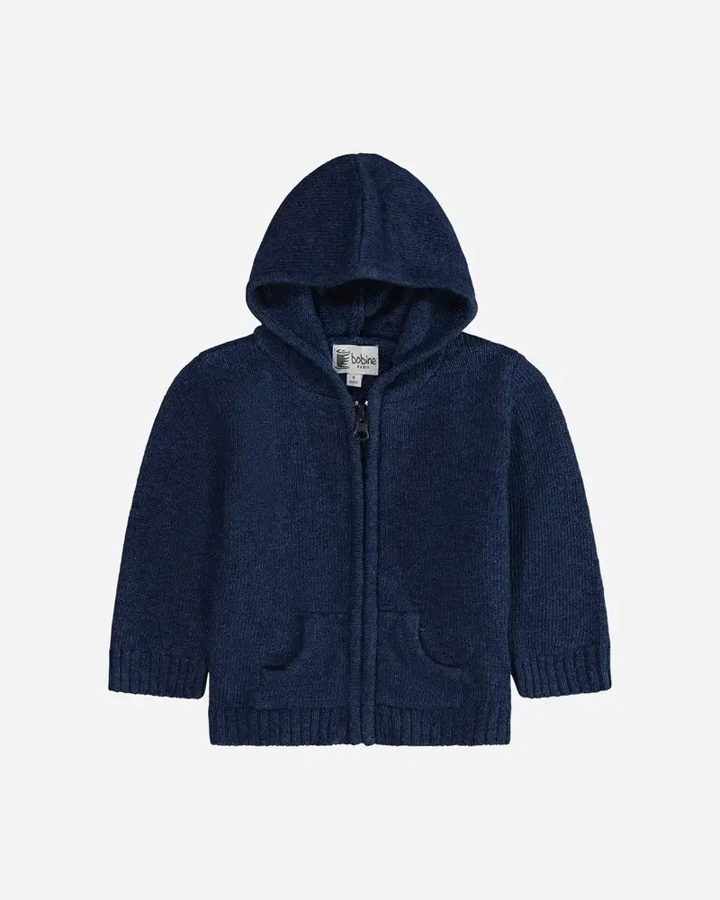 Gilet capuche bébé bleu denim