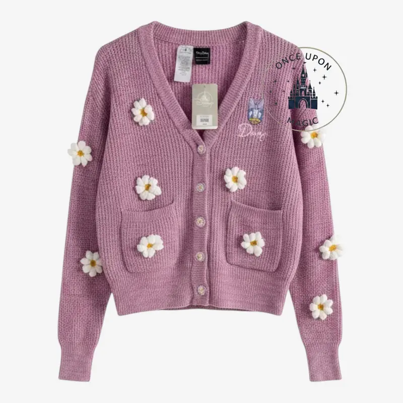 Gilet Daisy Duck — Cardigan Maille Florale Appliqués 3D
