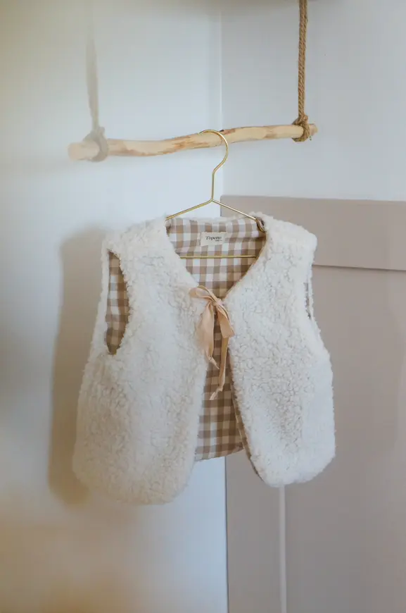Gilet de berger Vichy Camel Taille 3 mois