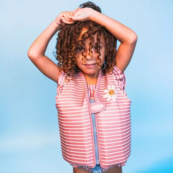 Gilet de natation rayures roses 1 - 2 ans