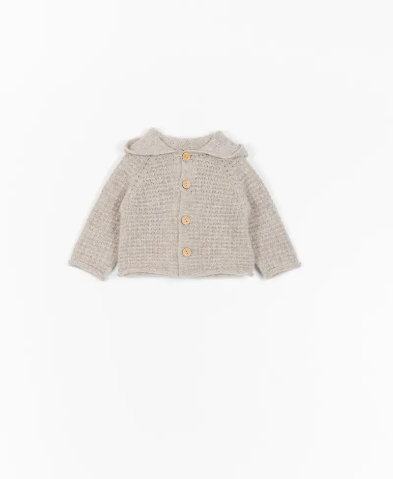 Gilet tricoté à capuche avoine