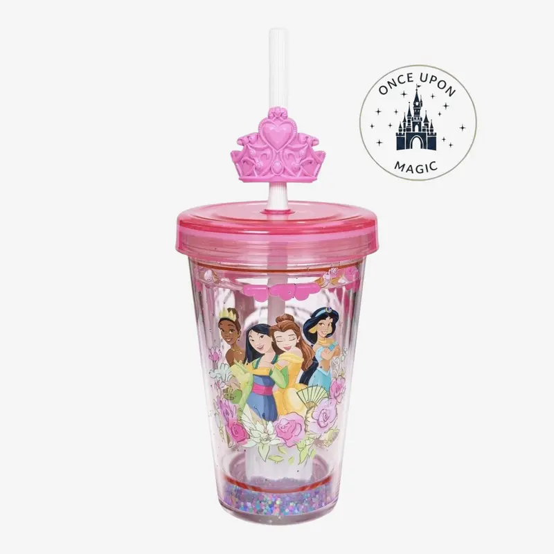 Gobelet à Paille Princesses Disney Tiana Mulan Belle Jasmine Rose Couronne — Disneyland Paris