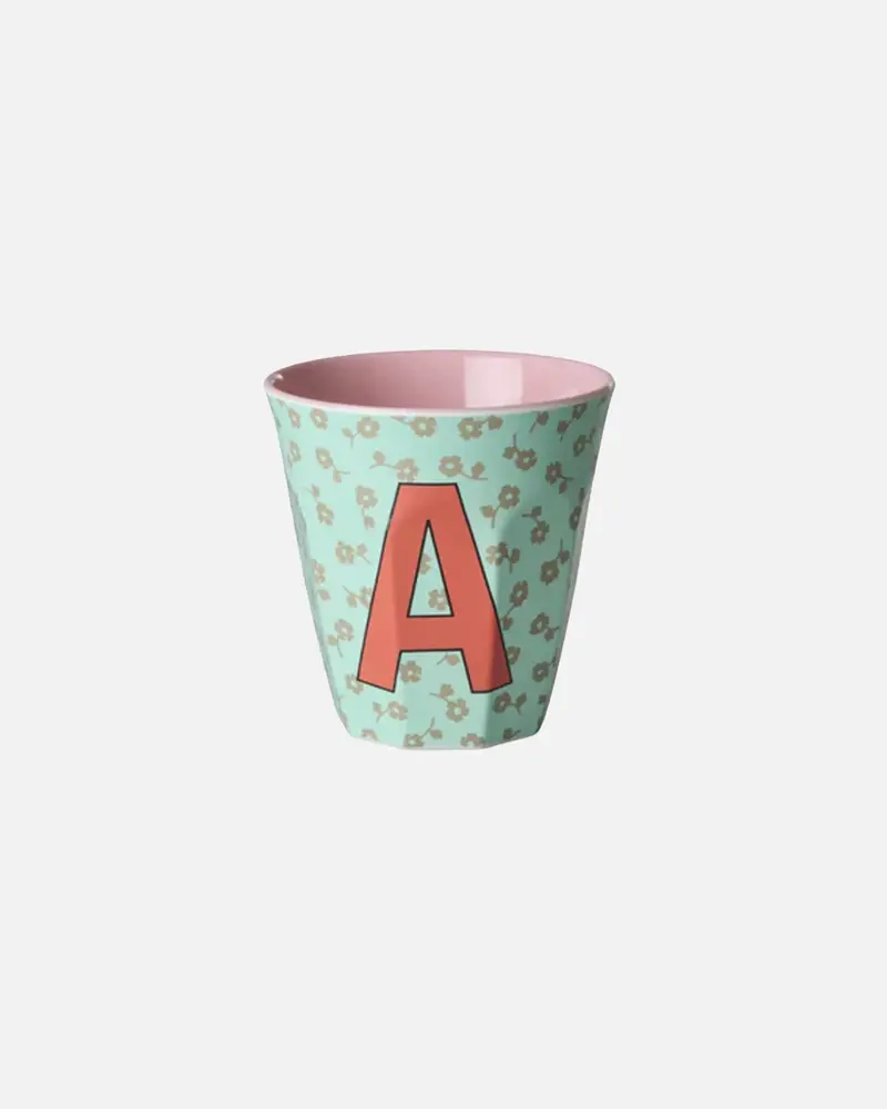 Gobelet Alphabet Lettre A fleurs